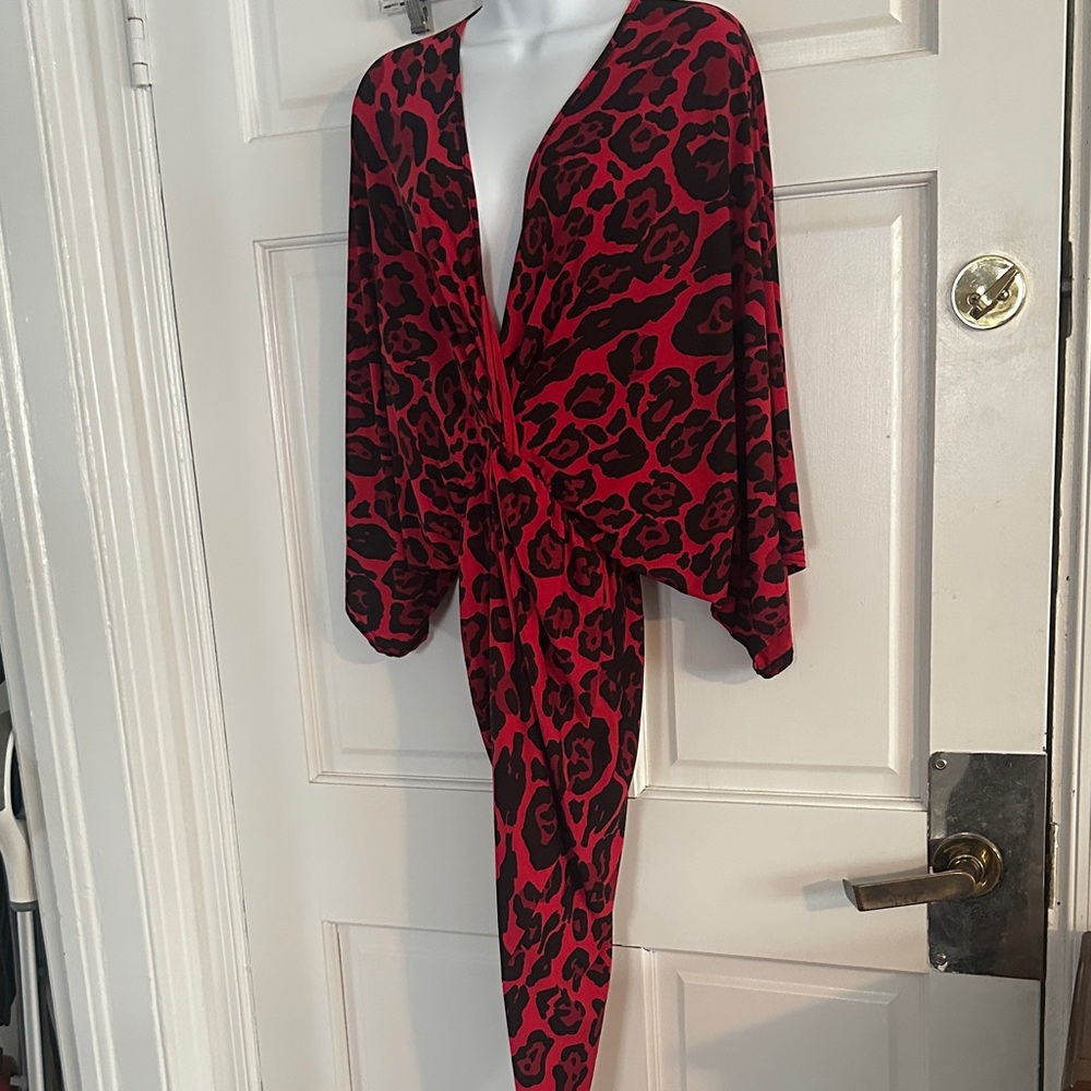Flounce London Bat wing red and black dress